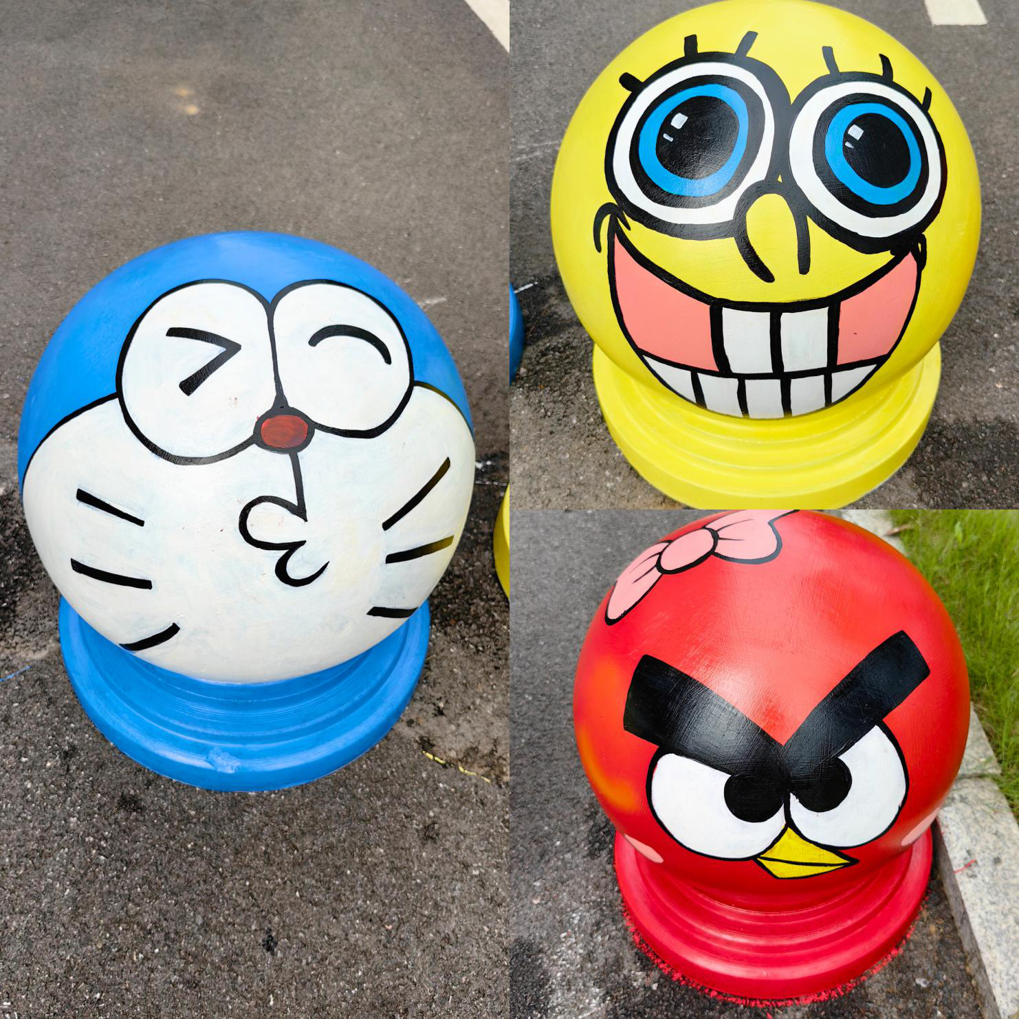 "9月28日,在阳新县闰光小学,一个个不起眼的路障石悄然变成了呆萌可爱